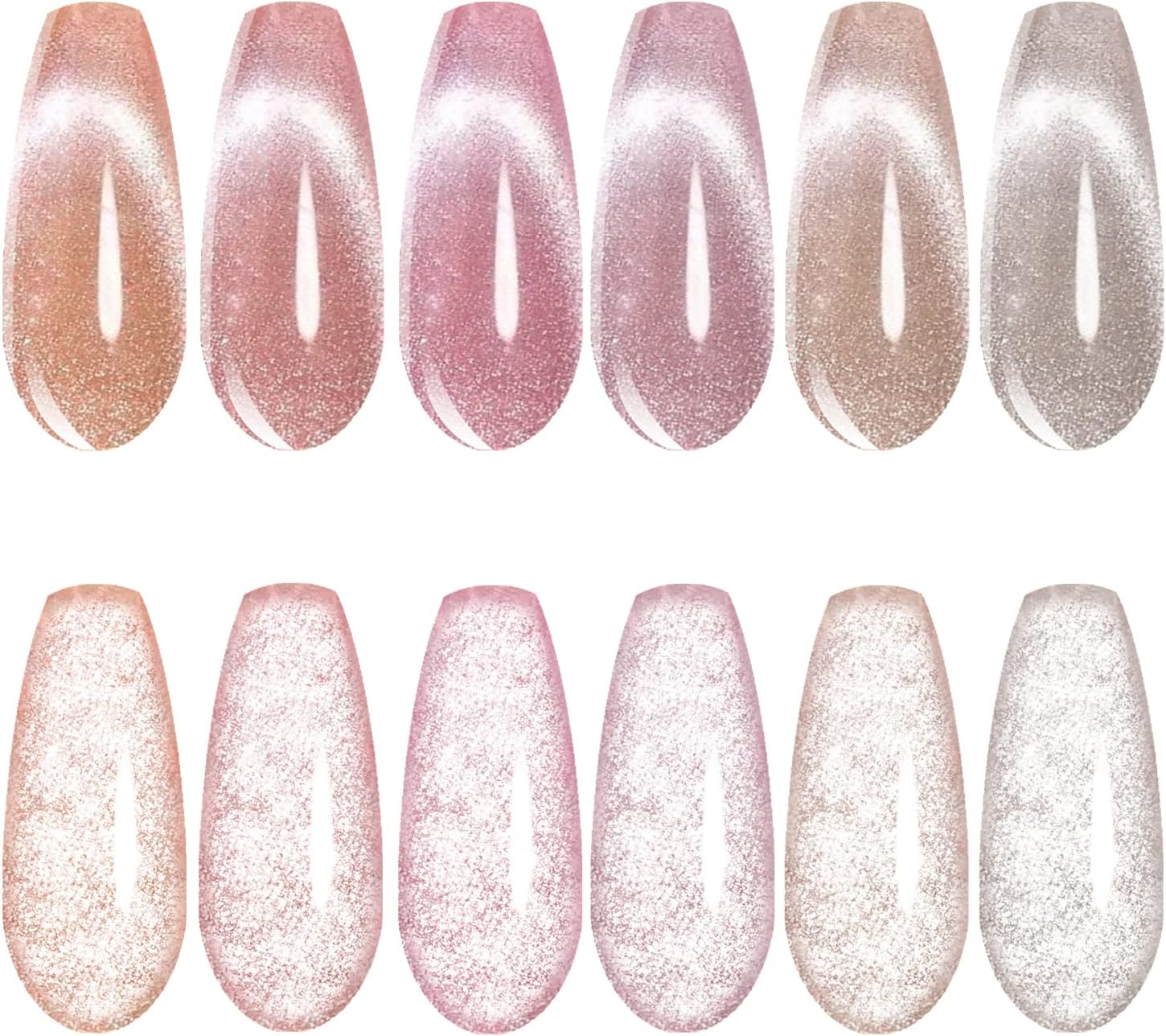 Vishine Holographic Glitter Cat Eye Gel Polish UV LED Soak off Nail Polish Home DIY Manicure Nail Salon Varnish Set of 6 Colors with Free Magnet 8Ml - 6 Color Set - 8Ml image number 4