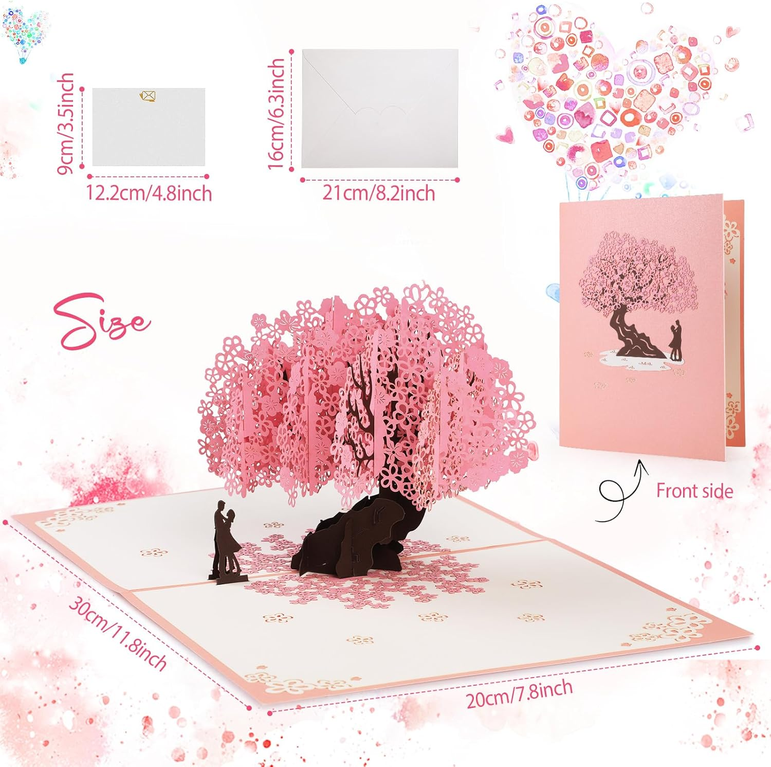 Pop up Wedding Card, Geeric 3D Proposal Card Popup Anniversary Love Card Romantic Valentine'S Day Greeting Card with Envelope Wedding Invitation Card Love Tree Paper Card for Her Him Lovers image number 3