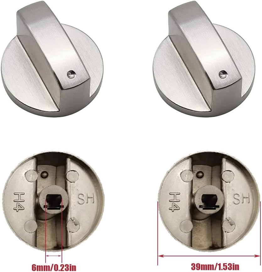 4 Pcs 6MM Silver Gas Hob Knobs - Universal Metal Switch for Kitchen Cooker Stove Oven Cooktop image number 3