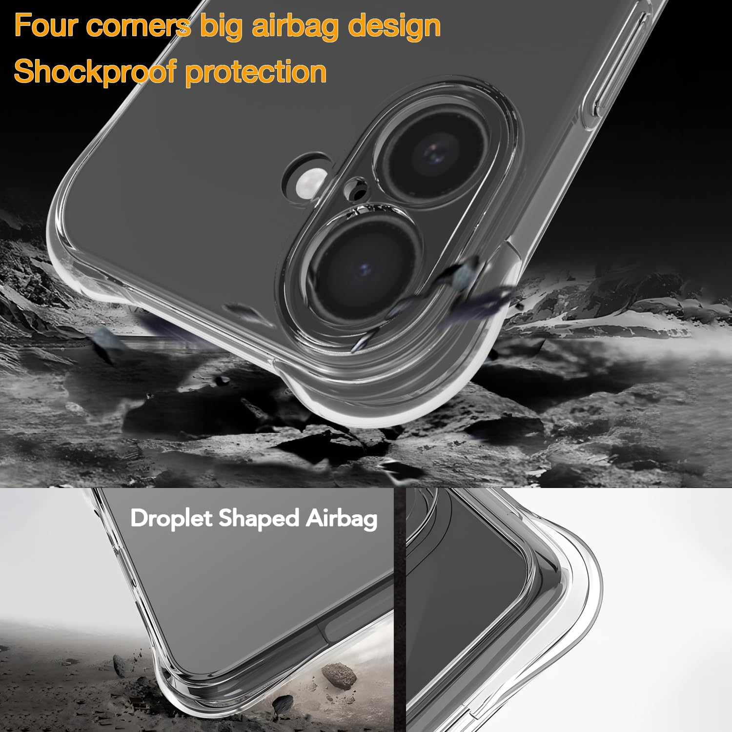 USTIYA Case for Iphone 17 Clear TPU Four Corners Protective Cover Transparent Soft