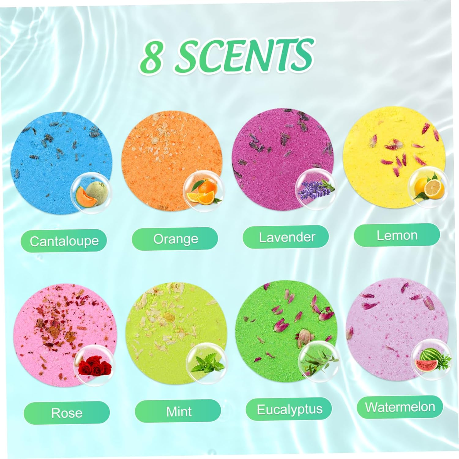 8Pcs Essential Oil Shower Tablets for Relaxation Natural Aromatherapy Bath Salts for Women Moisturizing and Exfoliating Sea Salt Bath Tablets Each image number 3