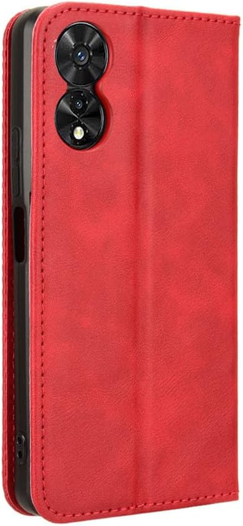 COMAKU Multifunctional TCL 505 Case, Wallet Phone Case with Built-In Card Slots - Red