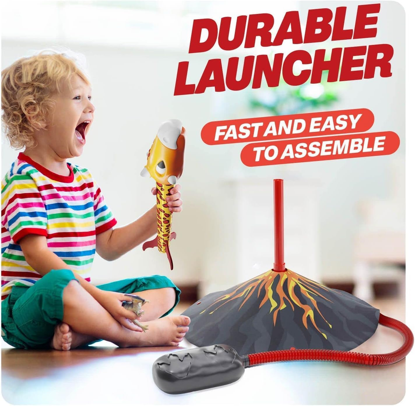 Dinosaur Toys Rocket Launcher for Kids - Stomp Launch up to 100 Ft, 6 Dino Foam Rockets, Outdoor Toys for Toddlers, Christmas Birthday Gifts Toy for 3 4 5 6 7 8-12 Year Old Boys Girls image number 1