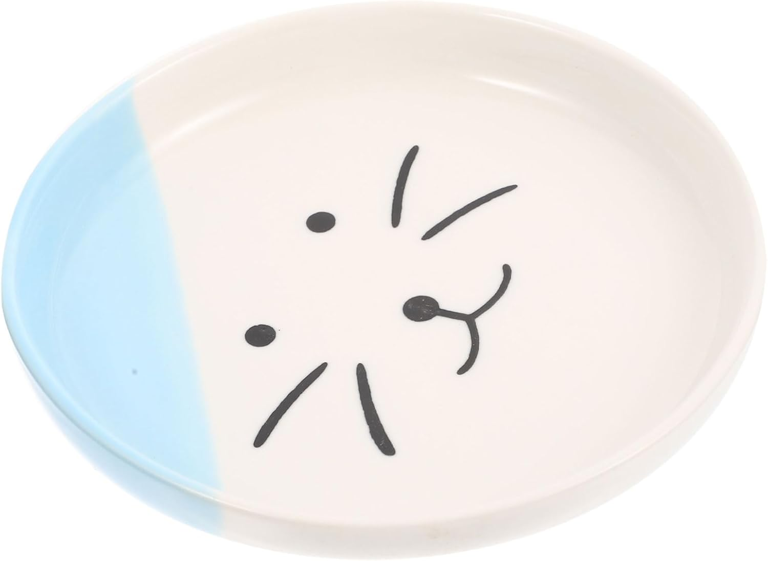 WOONEKY Ceramic Cat Bowl - Whisker Relief Food and Water Dish, Flat Plate for Cats and Dogs, Reusable Feeding Plate