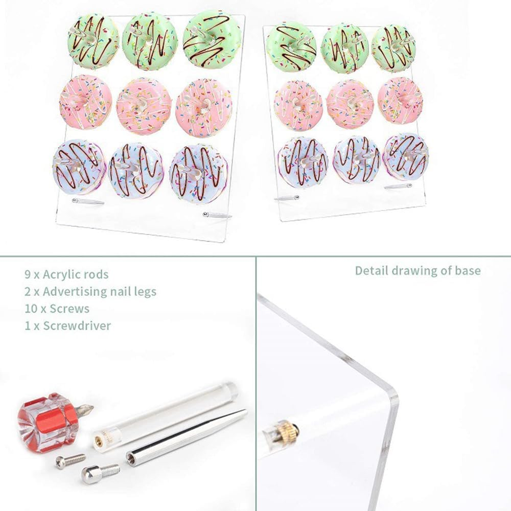 Stand Holder Candy Doughnut Party Bar Event 9 Holes Acrylic Donuts Wall Display image number 5