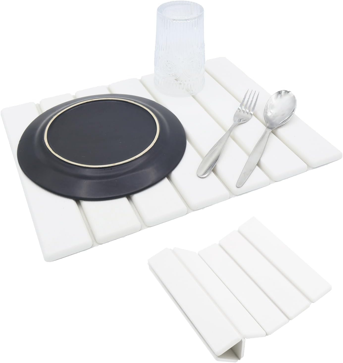 Stone Dish Drying Mat for Kitchen Counter, 40&times;30Cm Quick Dry Absorbent Diatomaceous Earth Non-Slip Stone Mat with Coaster for Dishes Bottles Cups, Bathroom (Small 40*30Cm)