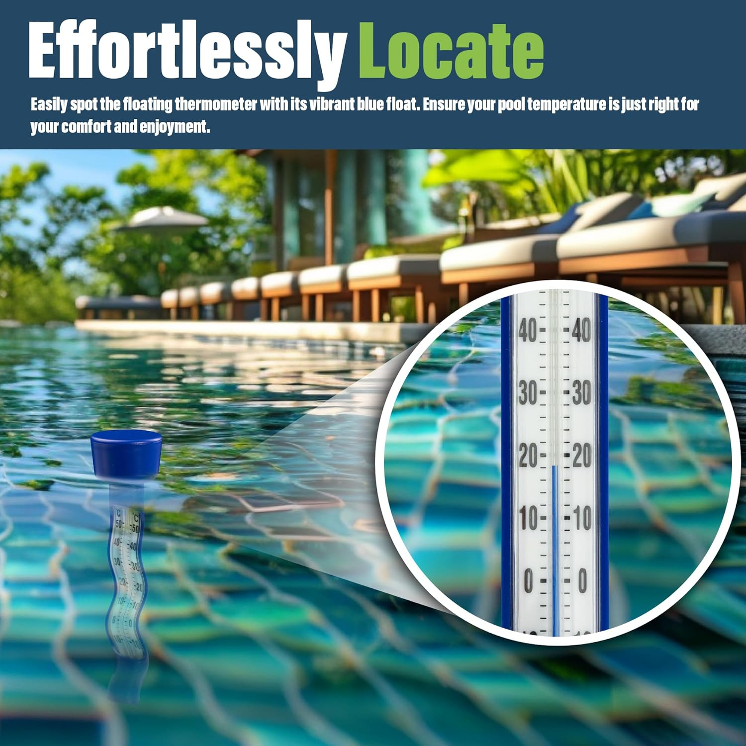 Swimming Pool Thermometer Easy to Read Water Temperature Thermometer for Ice Bath Cold Plunge Spa Pool Hot Tub Accessories Wild Swimming image number 1