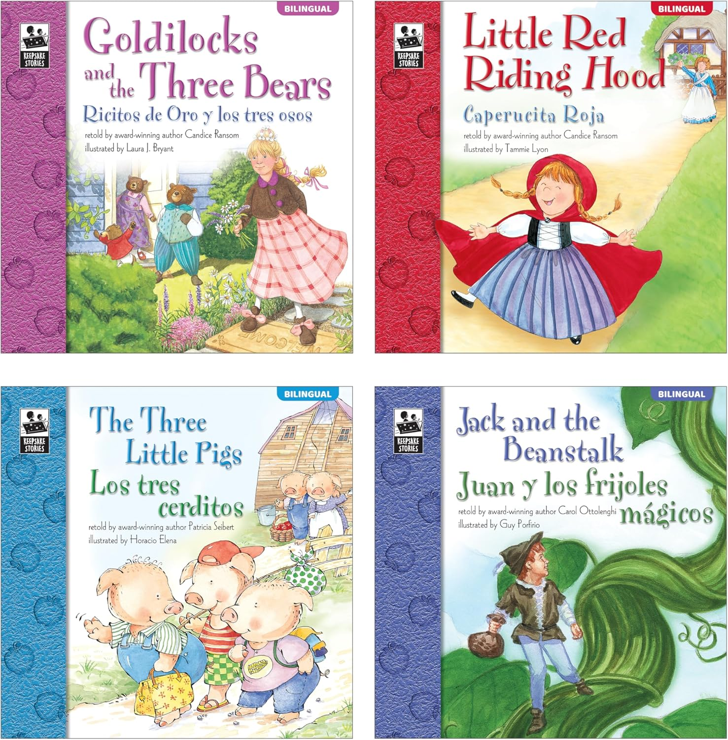 Carson Dellosa Keepsake Stories Classic Children'S Fairy Tales in Spanish and English Book Set, the Three Little Pigs, Little Red Riding Hood, Goldilocks, Jack & the Beanstalk Bilingual Books for Kids image number 6