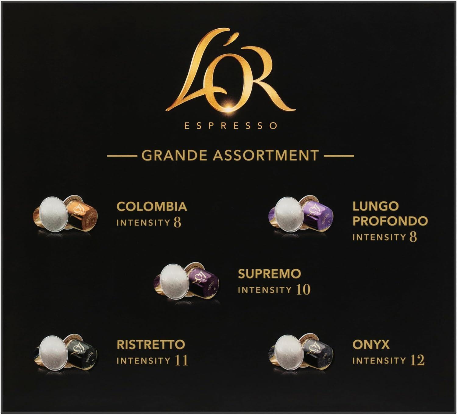 L&rsquo;OR Espresso Grande Assortment Pack 100 Aluminium Capsules Compatible with Nespresso Machines image number 1