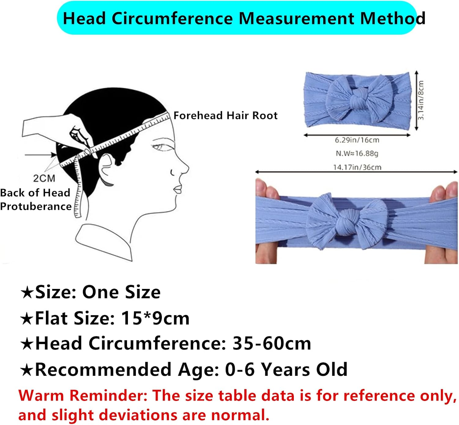 5Pcs Baby Girls Headbands, Elastic Turban Hair Bows Hair Band, Hair Accessories for Infants Newborn, Toddlers and Kids. image number 4