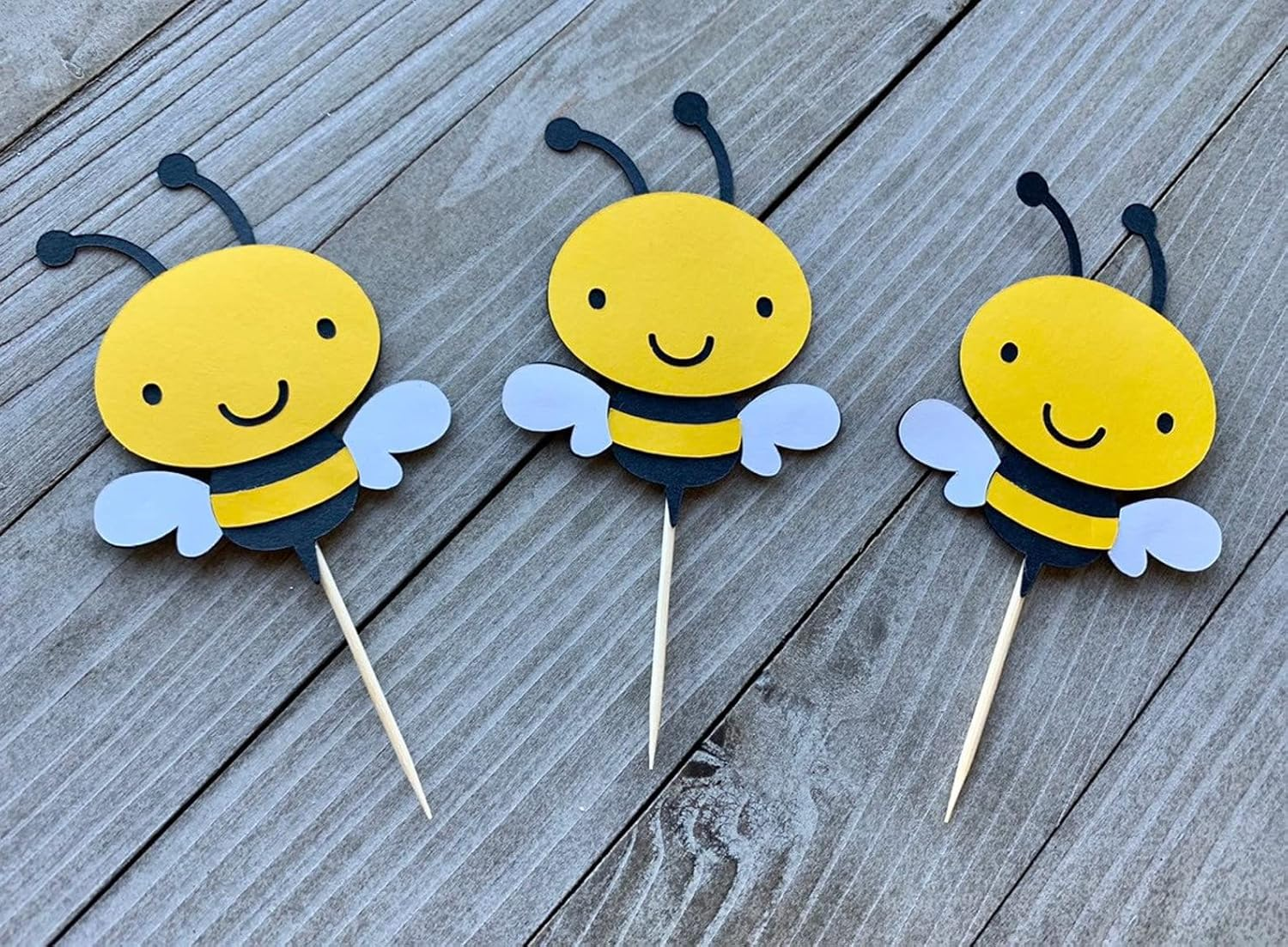 12Pcs Bumble Bee Cupcake Toppers Oh Babee Cupcake Picks Multi Layer Honey Bee Cupcake Picks for Baby Shower Birthday Party Decorations Supplies