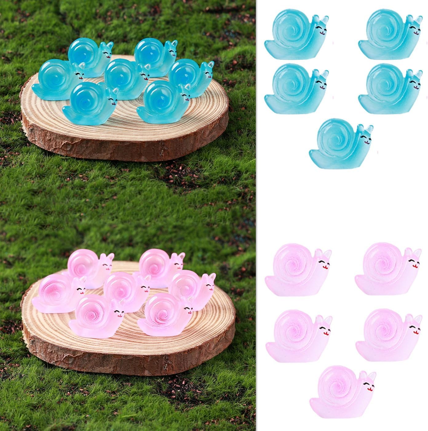 30 Pcs Mini Resin Animals Outdoor Luminous Snail Miniatures Garden Landscape Home Accessories 0.8X0.7 Inch Snails Figurines Party Decoration image number 6