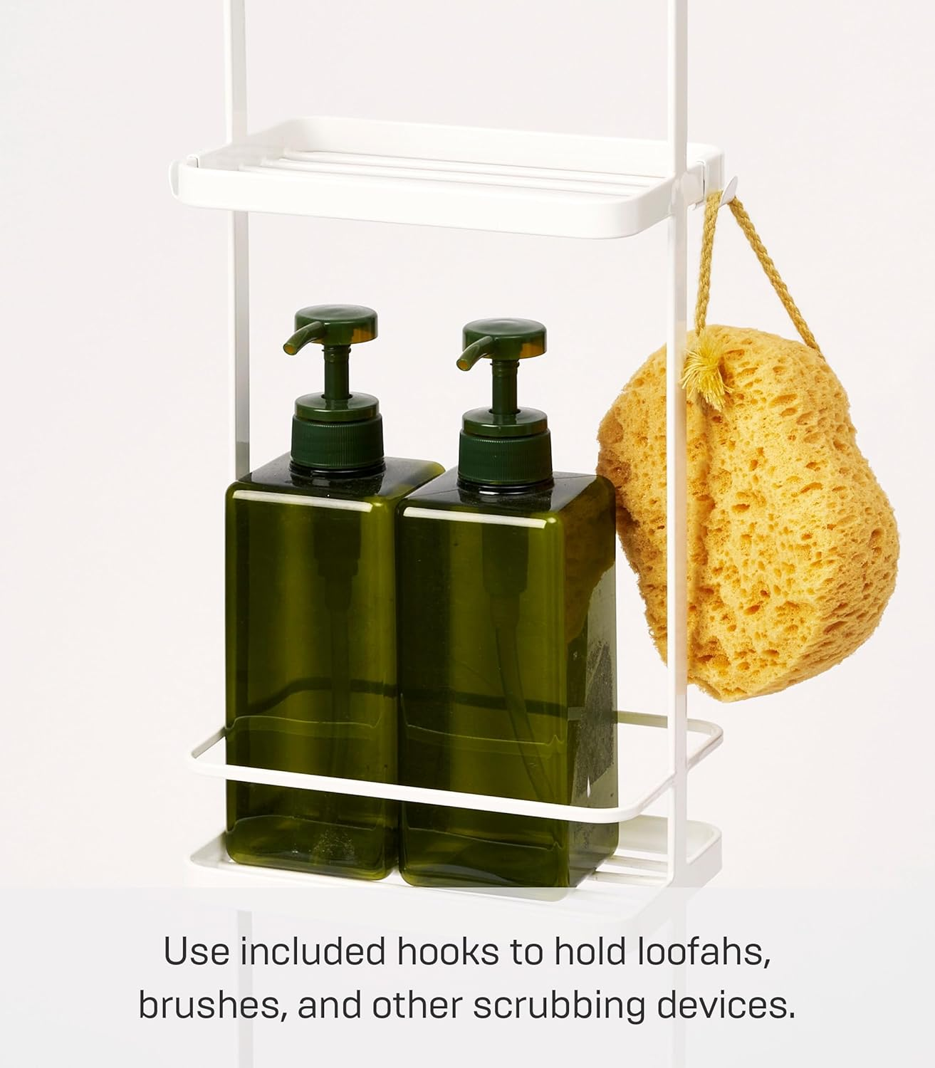 YAMAZAKI Home Wire Standing Bath Shelf Baskets | Steel | Tall | Shower Caddy, Large, White image number 3