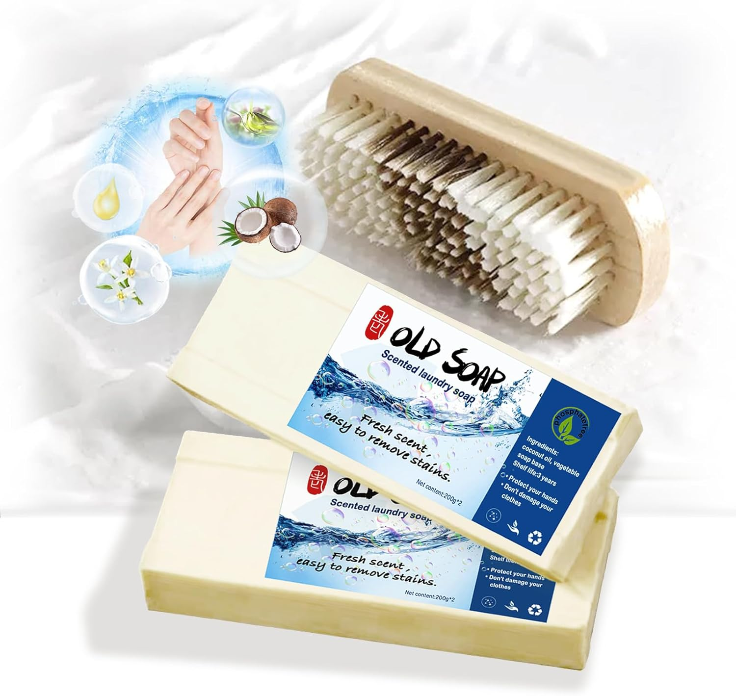 Canal Old Soap Bar with Brush for Stains, Underwear Cleaning, All Purpose Stain Remover for Clothes and Shoes image number 4