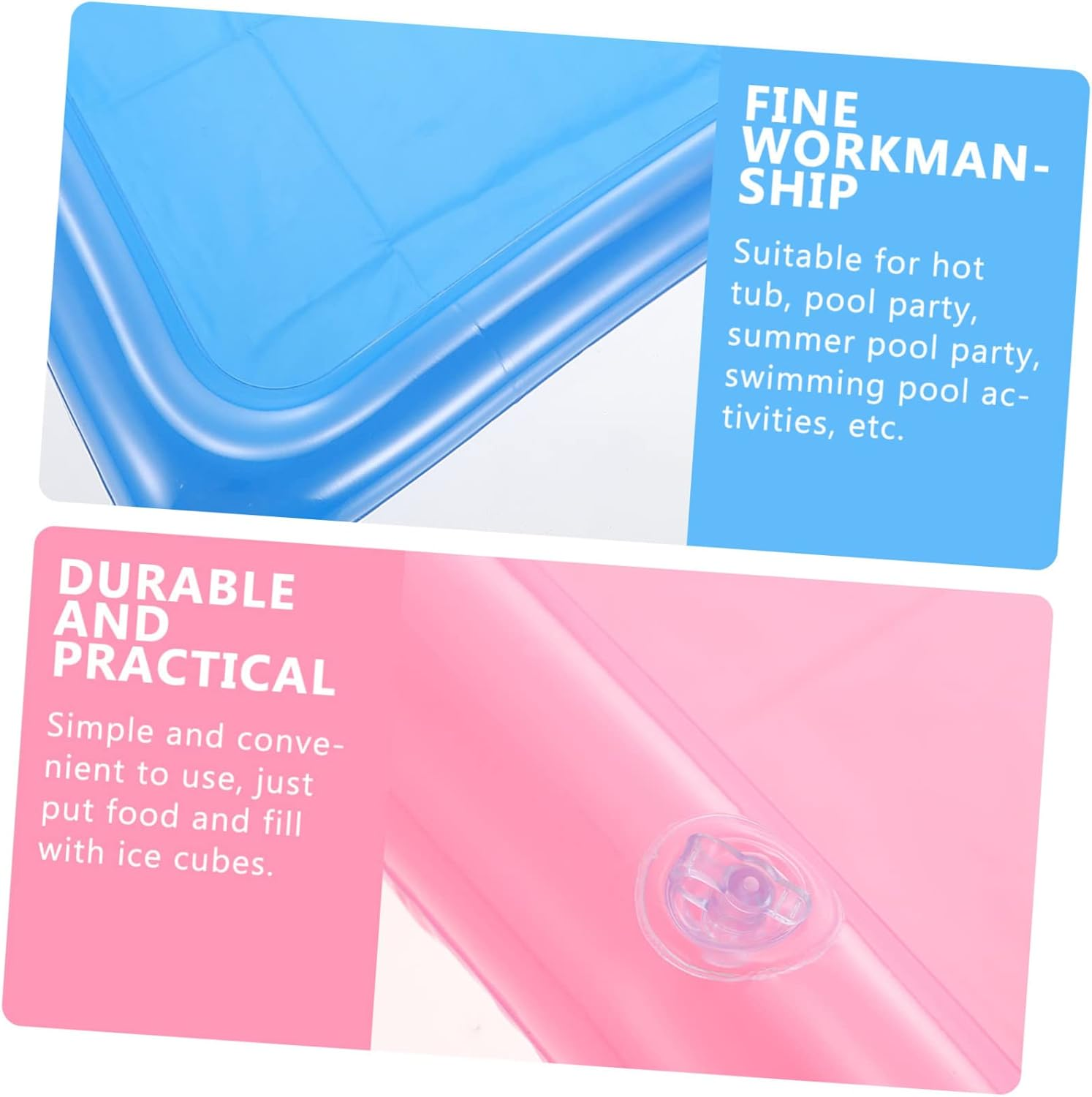 Zerodeko 2Pcs Inflatable Floating Drink Holder Multi-Functional Beverage Ice Tray for Pool Parties Lightweight Design for Storing Drinks Snacks and Fruits image number 3