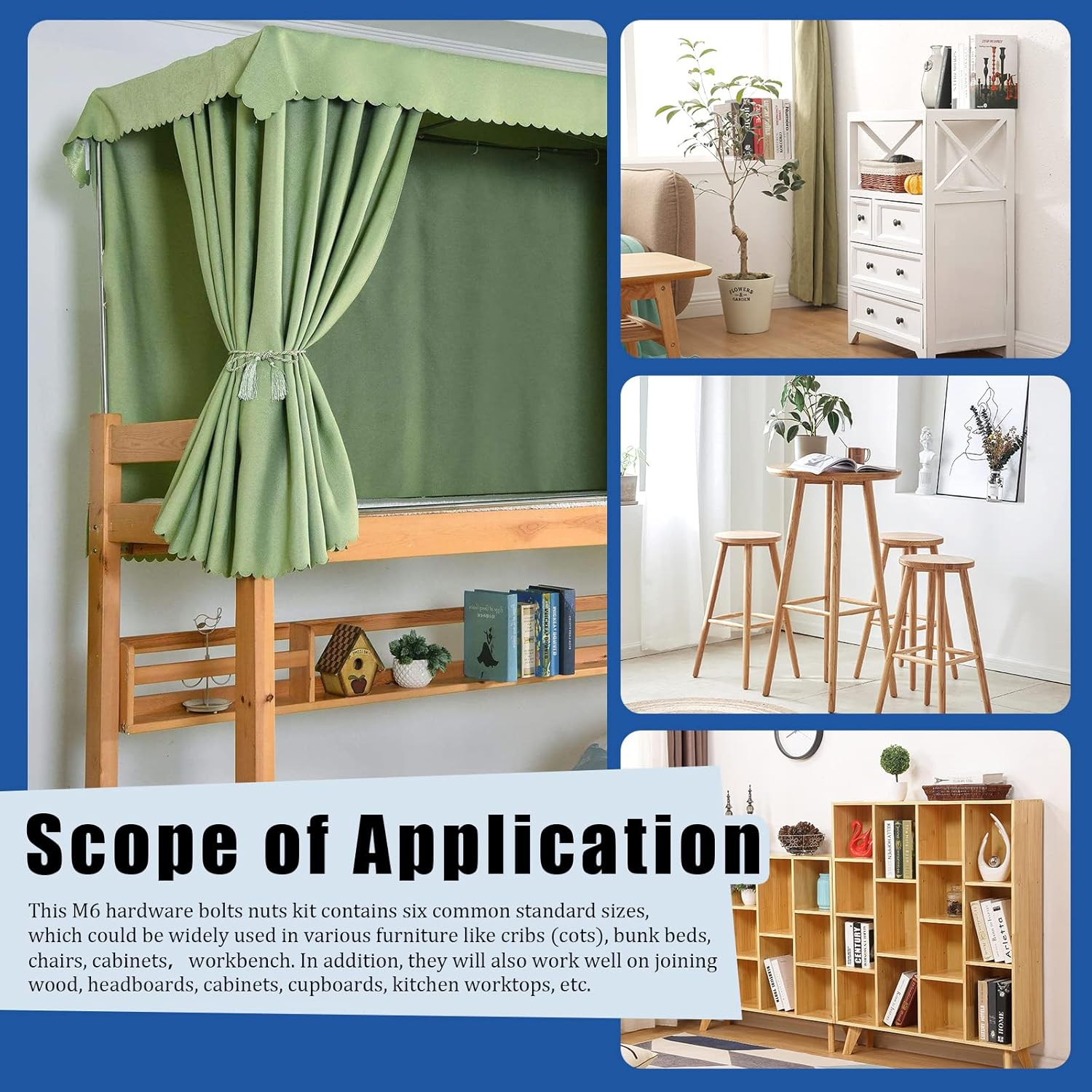 Glarks 253Pcs M6 Baby Bed Crib Screws Hardware Replacement Kit, M6X30/40/50/60/70/80Mm Hex Socket Cap Screws with Nuts Washers and Tools for Chair Table Cabinets Furniture image number 3