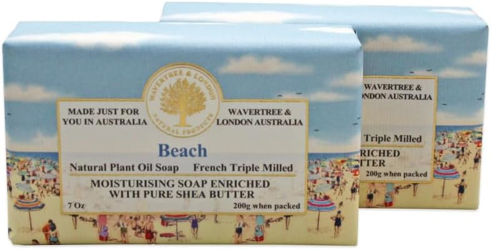 Wavertree & London Beach Scented Natural Soap (2 Bars), 7Oz Moisturizing French Triple Milled Soap Bars Enriched with Shea Butter - Pure Plant Oil Bath & Body Soap for All Skin Types image number 5