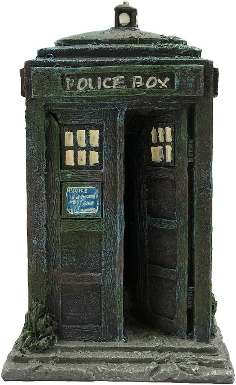SLOCME Fish Tank Tardis Police Box Decorations - Aquarium Fish Hideout House Resin Ornament,Blue image number 2