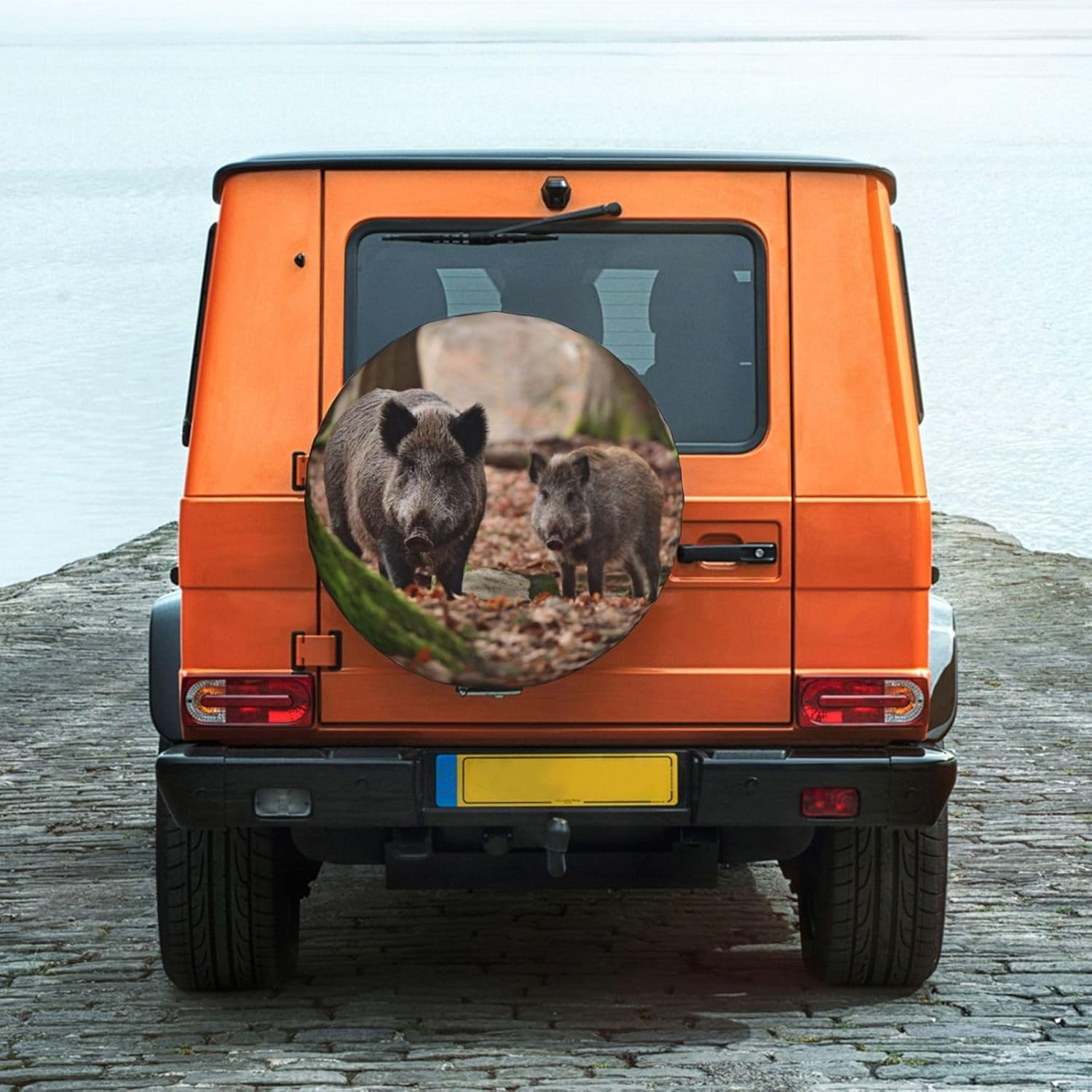 Universal Replacement Spare Wheel Cover Wild Boar Pig Family Waterproof Spare Wheel Cover Dustproof Tyre for Trailer, Motorhome, SUV, Off-Road Vehicle Wheel 15 Inch