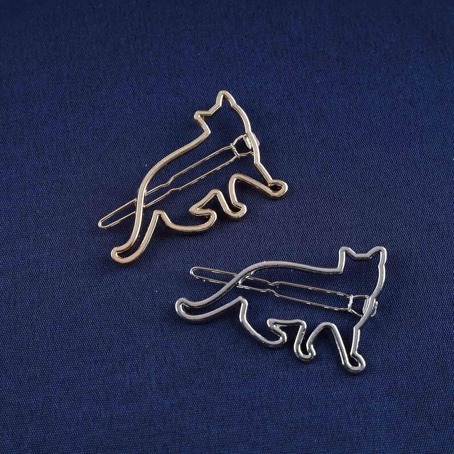 Iaceble Cat Hairclip Barrette Silver Animal Hairpins Clip Hollow Cat Side Clip Hairpin Minimalist Metal Hair Clips Decorative Hair Accessories for Women and Girls Headdress image number 5