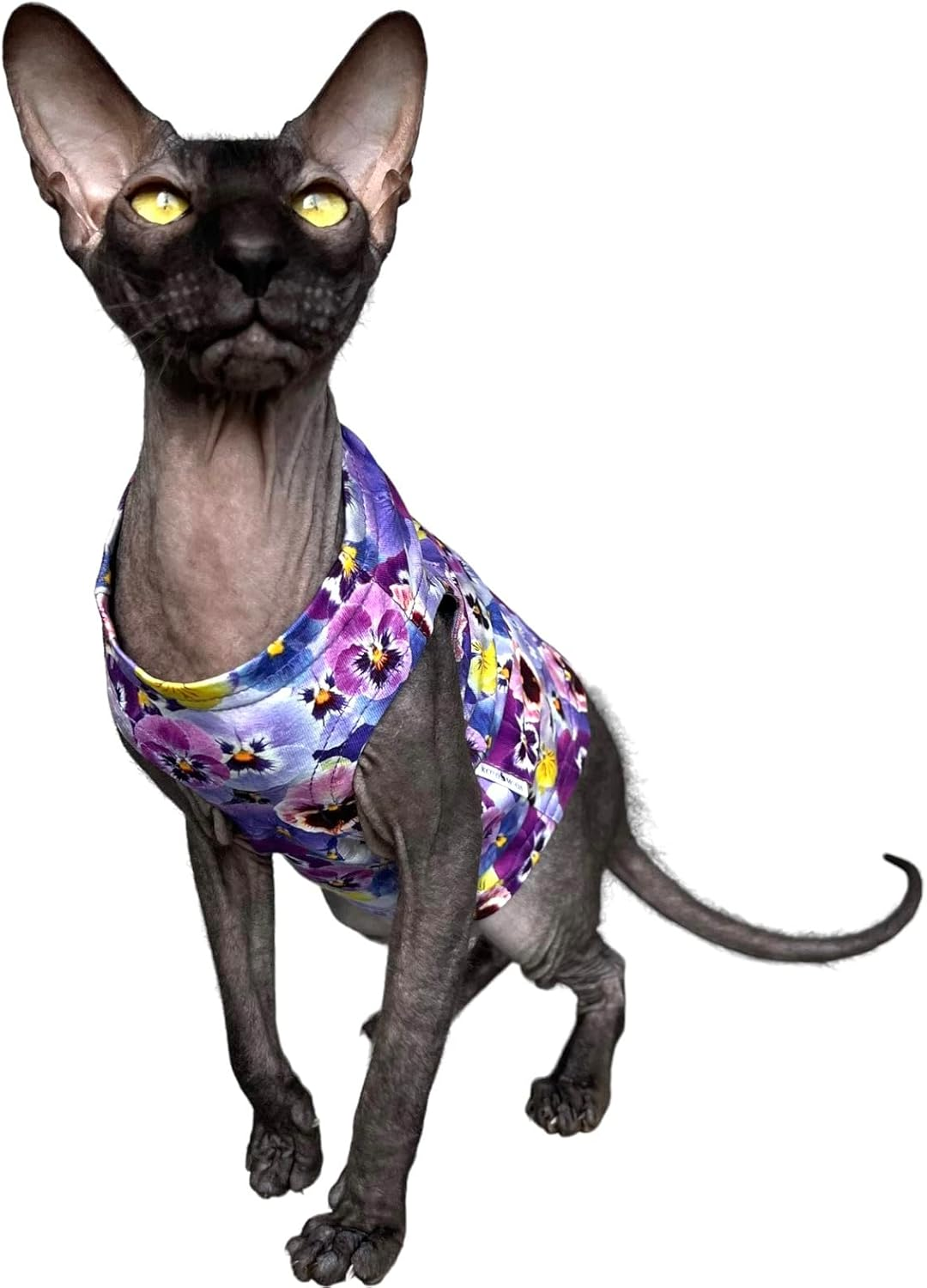 Kotomoda Cat Clothes Cotton Tank Pansy Sphynx Cats (XS) image number 3