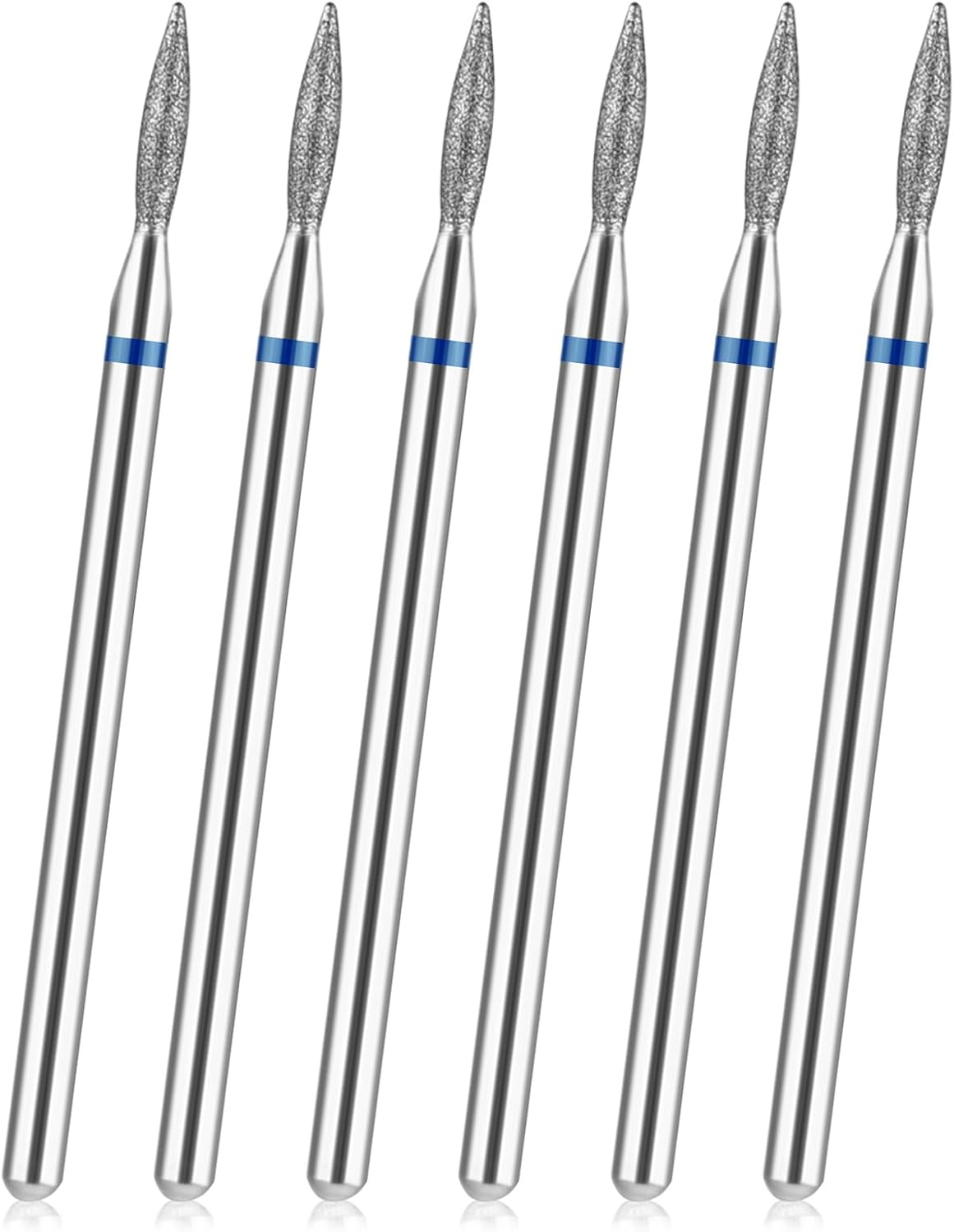 YUXIANLB 6Pcs Cuticle Drill Bit, Flame Shape Diamond Nail Drill Bits Set with Case, Professional Manicure Tools 3/32" Flame Cuticle Clean Nail Carbide Bits for Home Salon image number 5