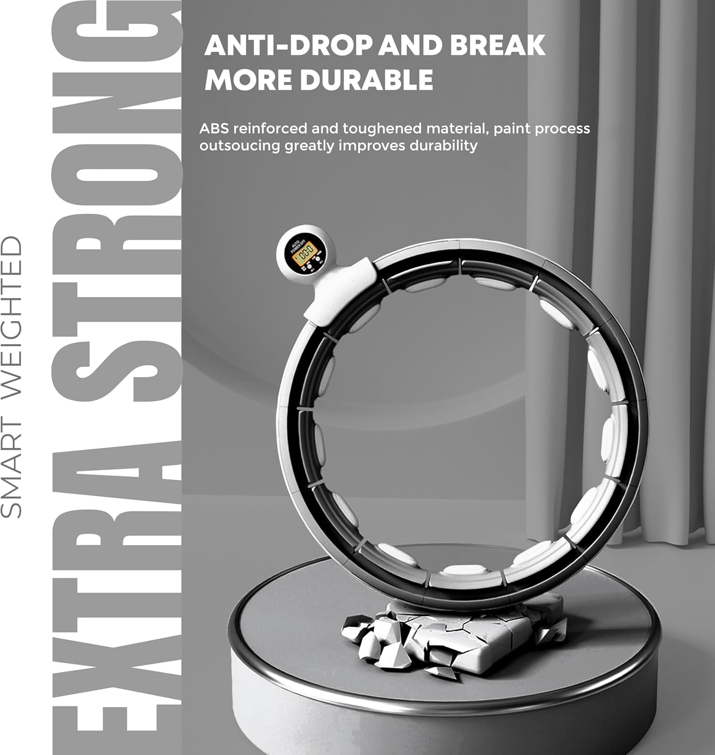 Smart Weighted Hula Hoop for Adults, Detachable Fitness Ring with 360 Degree Auto-Spinning Ball Massage, Smart Ring Hula Hoops for Adults, Fitness Equipment for Weight Loss