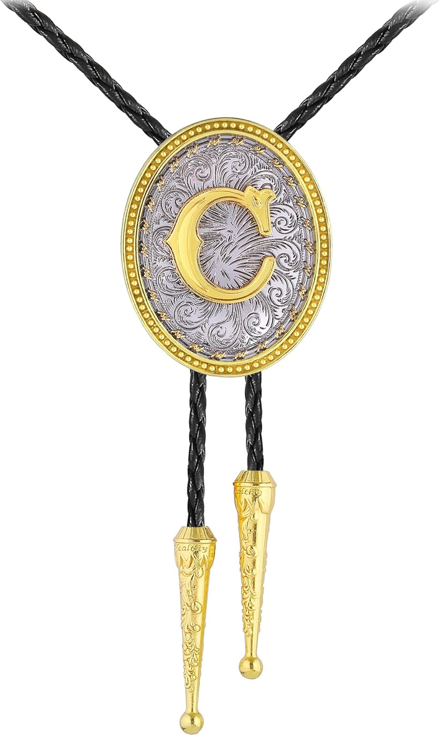 Gelconnie Western Ties for Men Gold Bolo Tie Initial Letter a to Z Native American Bola Ties Cowboy Accessories for Men Women