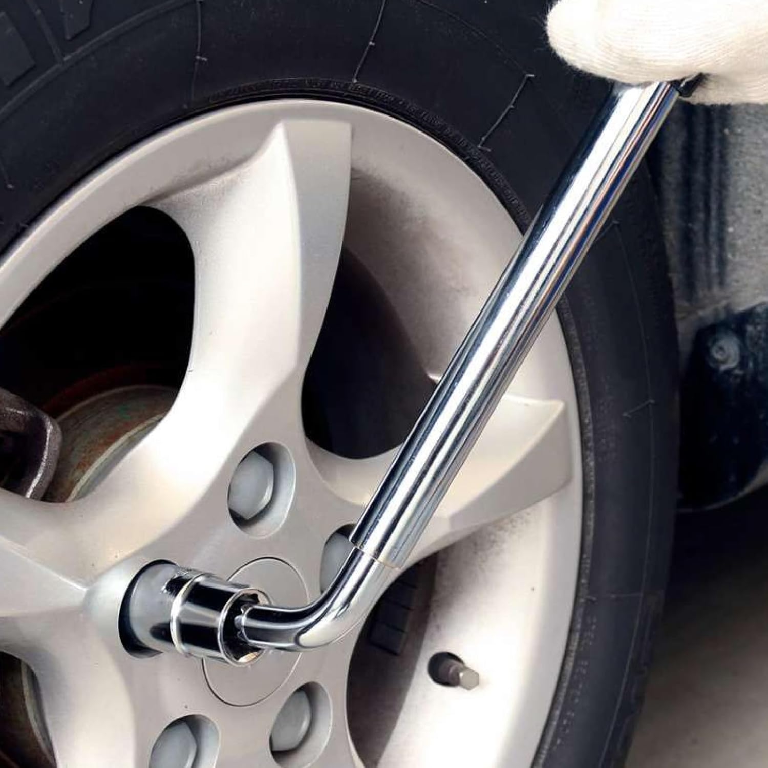 3Pcs Telescoping Lug Wrench Universal Extendable Lug Wrench with 17/19/21/23Mm Sockets L-Shaped Wheel Wrench Foldable Wheel Nut Remover for Car Tires Repair image number 1