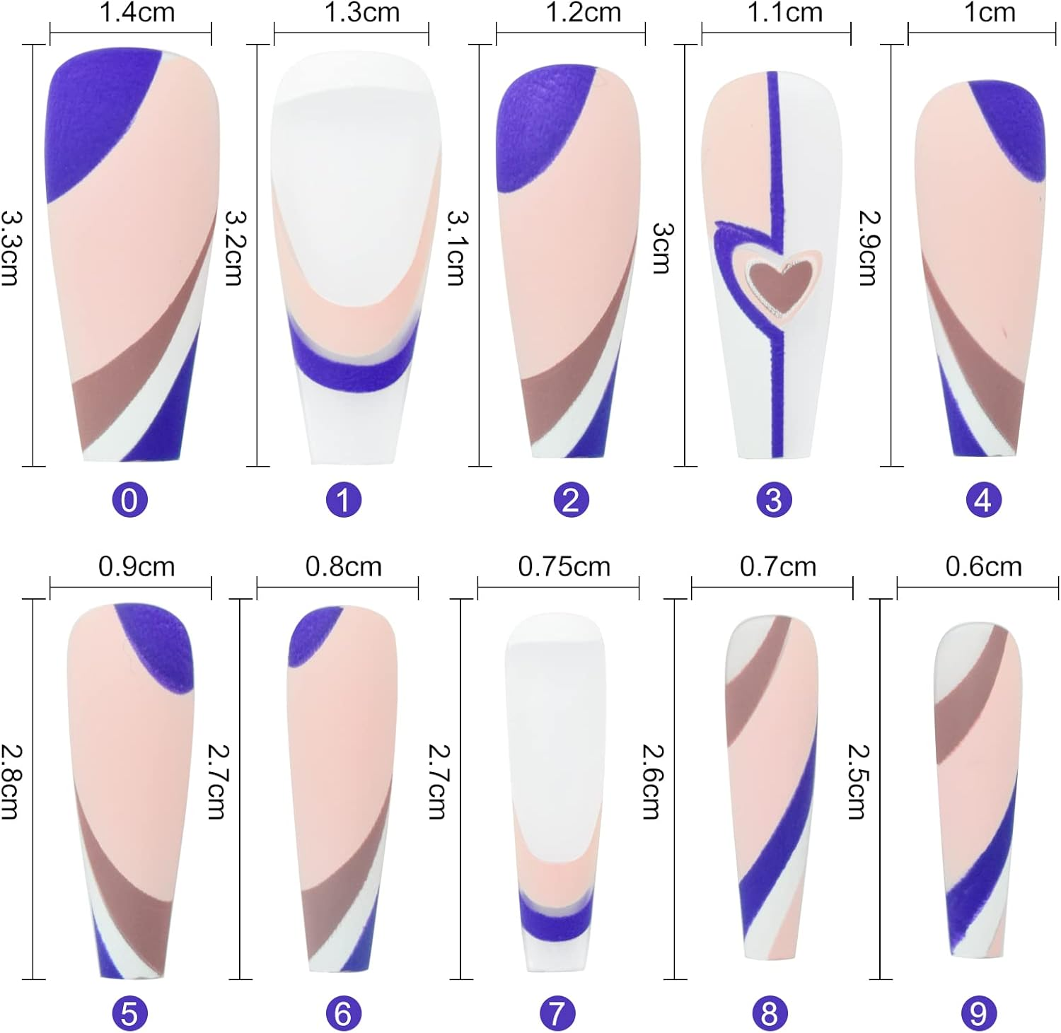 Coffin False Nails Pink False Nails Coffin Medium Length Acrylic Ballerina Press on Nails Full Cover Stick on Nails 24Pcs with Nails Sticker and Nail Glue,Hj-T09 (HJ-T09-01) - Black image number 3