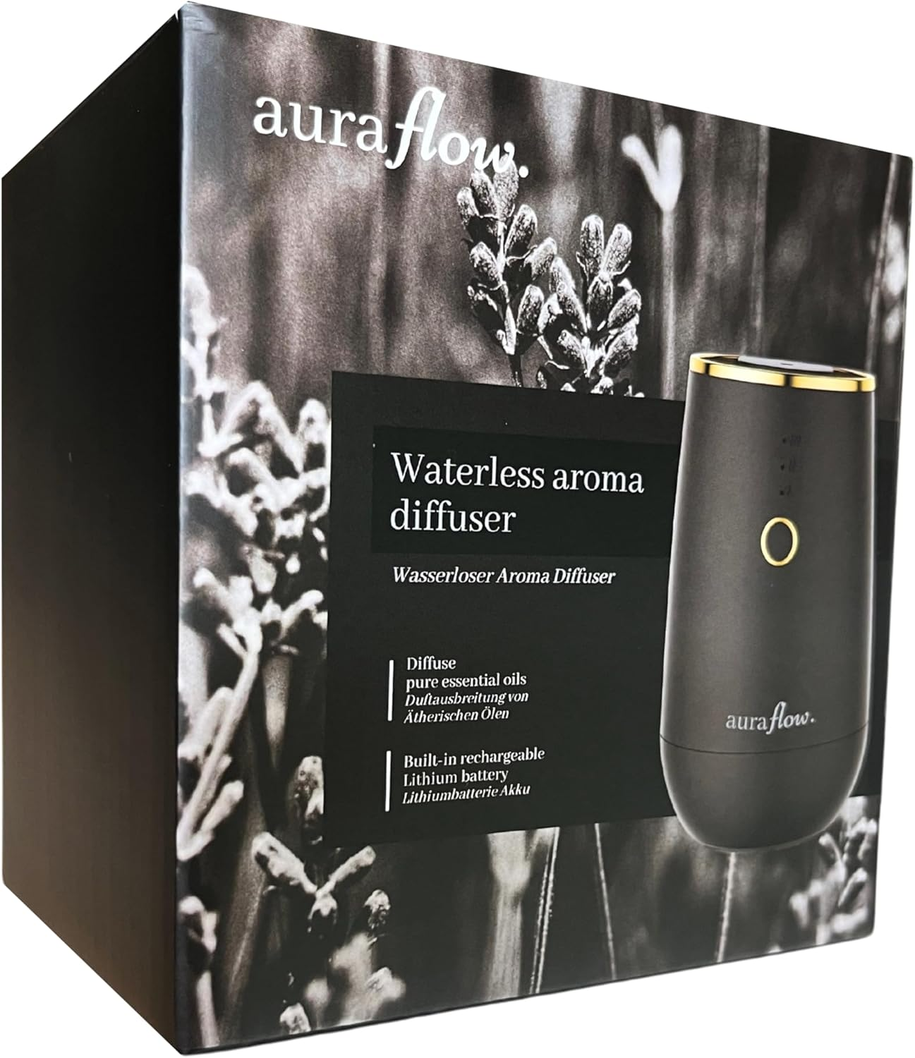 AURAFLOW [Australian Owned Small Business] Portable Waterless Essential Oil Aroma Diffuser for Home, Office, Bed, Car, Yoga, Sleep and Aromatherapy (White and Gold) image number 6