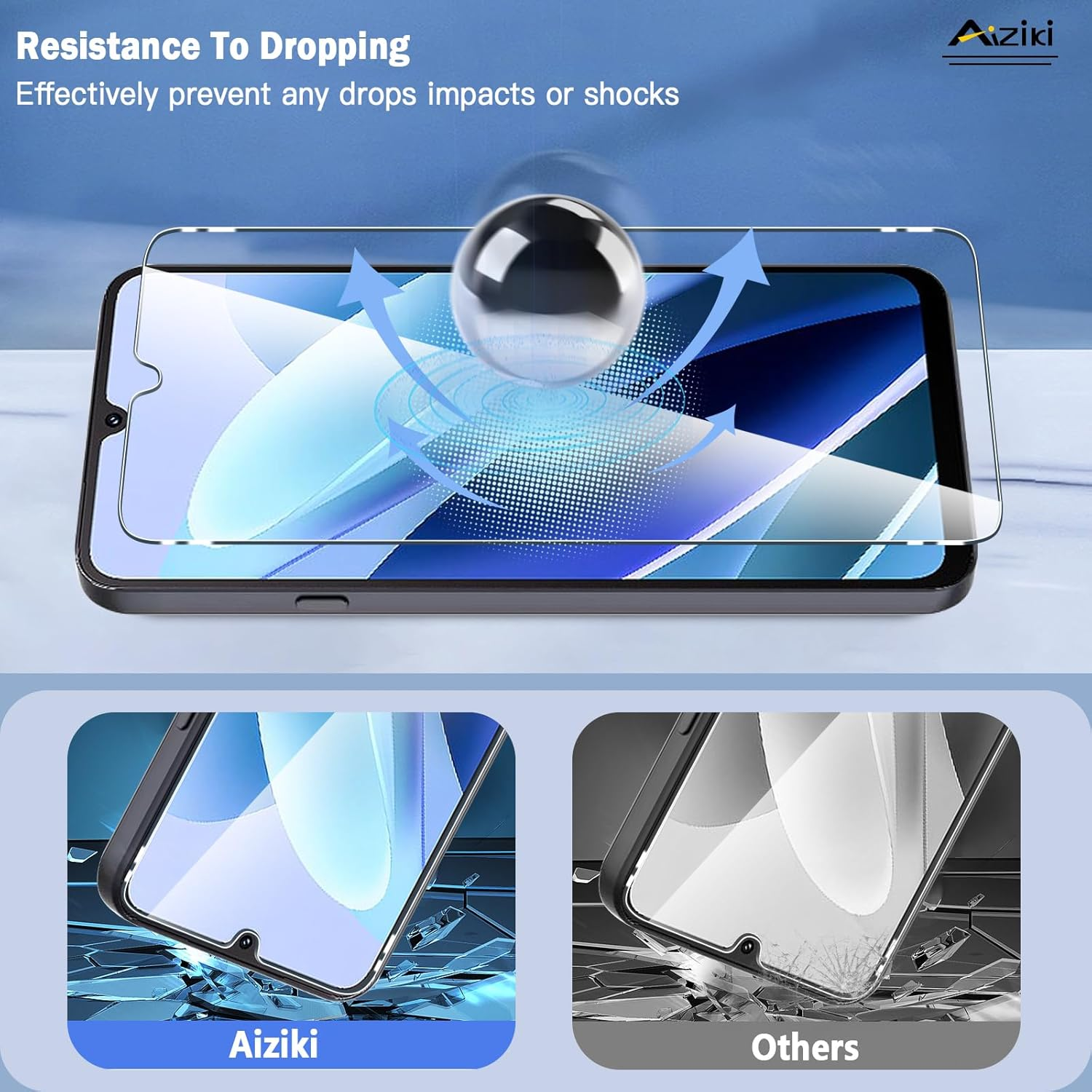 Aiziki Glass Screen Protector for Cubot A40 Tempered Glass Film, Impact-Protection, Anti-Shatter, Anti-Scratch, HD Clear, Bubble Free, [2 Pack] Screen Protectors Cubot A40 image number 5