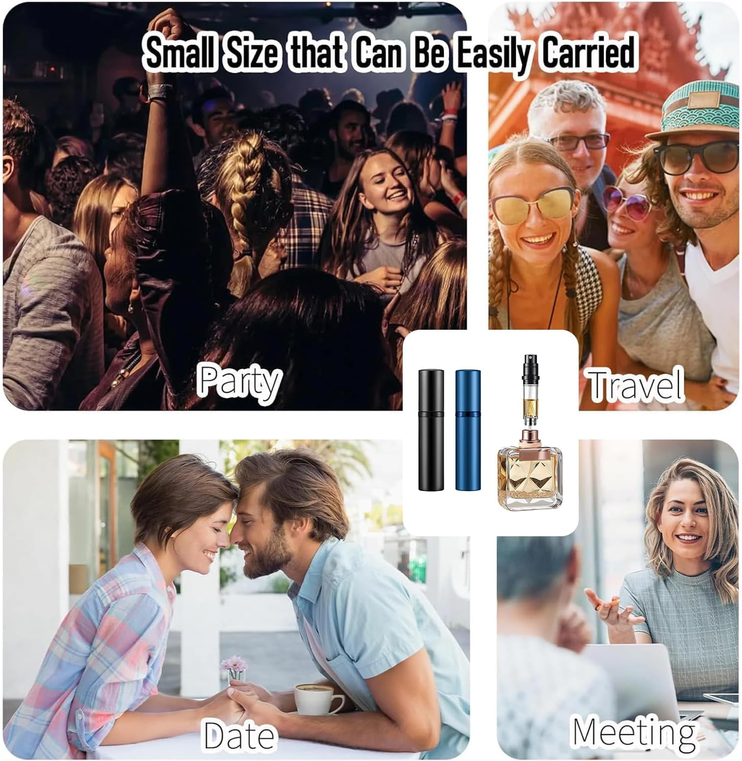 DILUSILK Refillable Perfume Atomiser, Mini Travel Aftershave Dispenser, Small Perfume Spray Bottle, Pocket Size Bottom Filling Perfume Dispenser for Men and Women image number 2