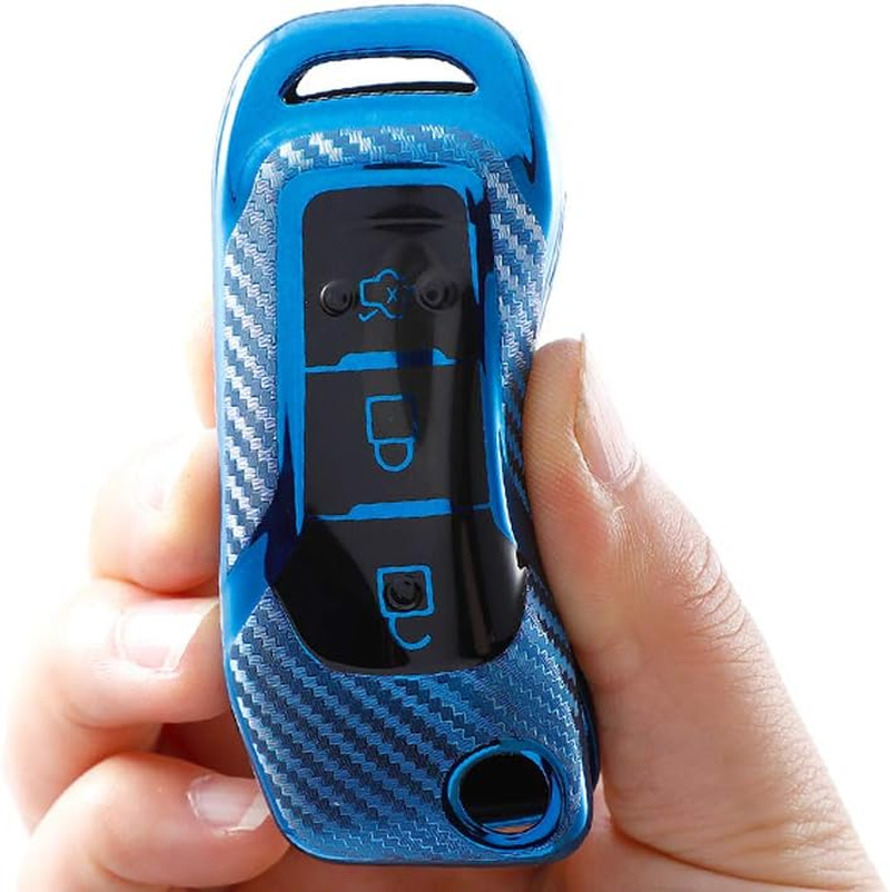 Ontto Silicone Car Key Fob Cover Keyring for Ford F150 F250 Focus 3 Escort Kuga Mondeo Fiesta Mustang Fecosport Edge Fusion 2016 Ranger S-Max Accessories Flip Key Case Key Shell Key Holder Blue image number 5