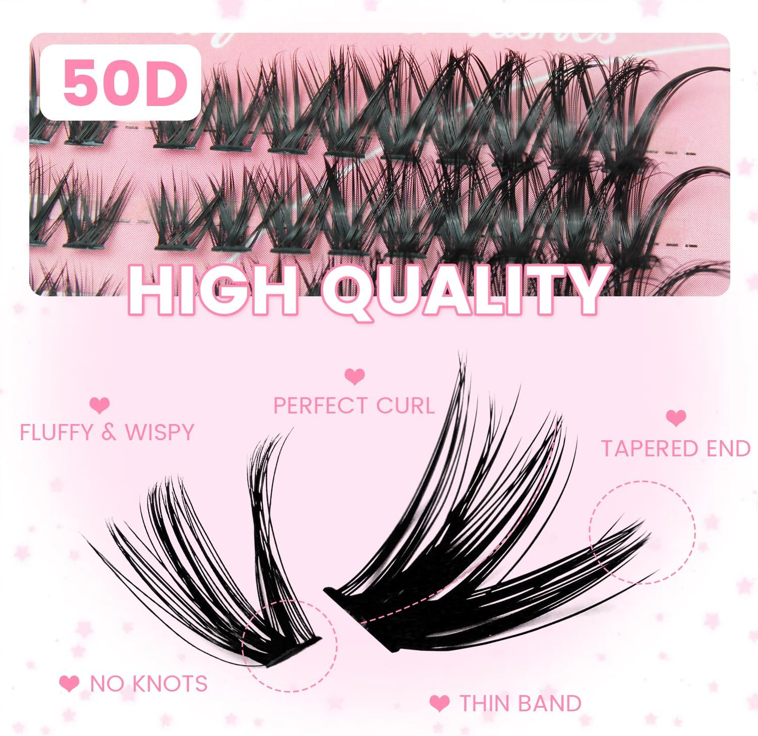 Cluster Lashes Lash Extension D Curl 50D 216Pcs Lash Clusters Individual Lashes Soft DIY Eyelash Extensions Mixed Tray Eyelash Clusters Easy Diy Lash Natural Look (50D-0.07D,8-16Mm) image number 6