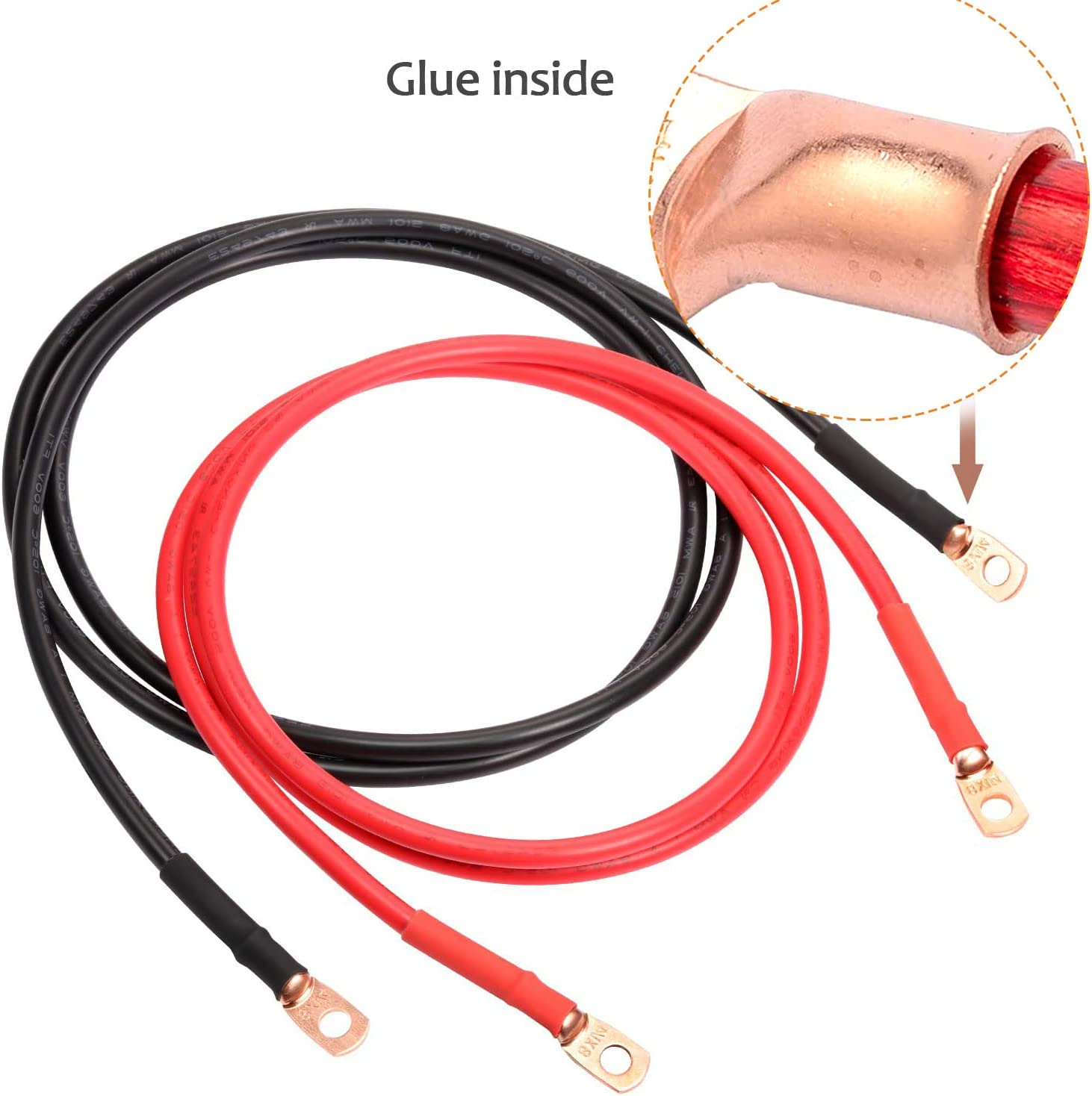 10 Pcs 5/16" Ring (M8) Heavy Duty Copper Wire Lugs Battery Cable Ends Bare Copper Eyelets Tubular Ring Terminal Connectors Assortment Kit,6 AWG/ 13.3Mm&sup2; Crimp Wire Ring Lugs with 10Pcs Heat Shrink Set image number 3