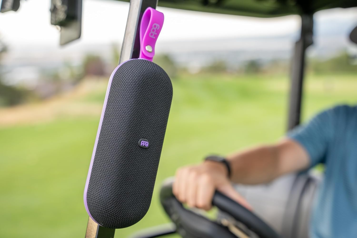 PPG All-In-One Golf Speaker with GPS Powered by Golf Logix &ndash; 40K+ Courses, 3D Mapping, Stereo Sound, Magnet Mount, IPX7 Waterproof, USB-C Rechargeable, Long Battery, Purple