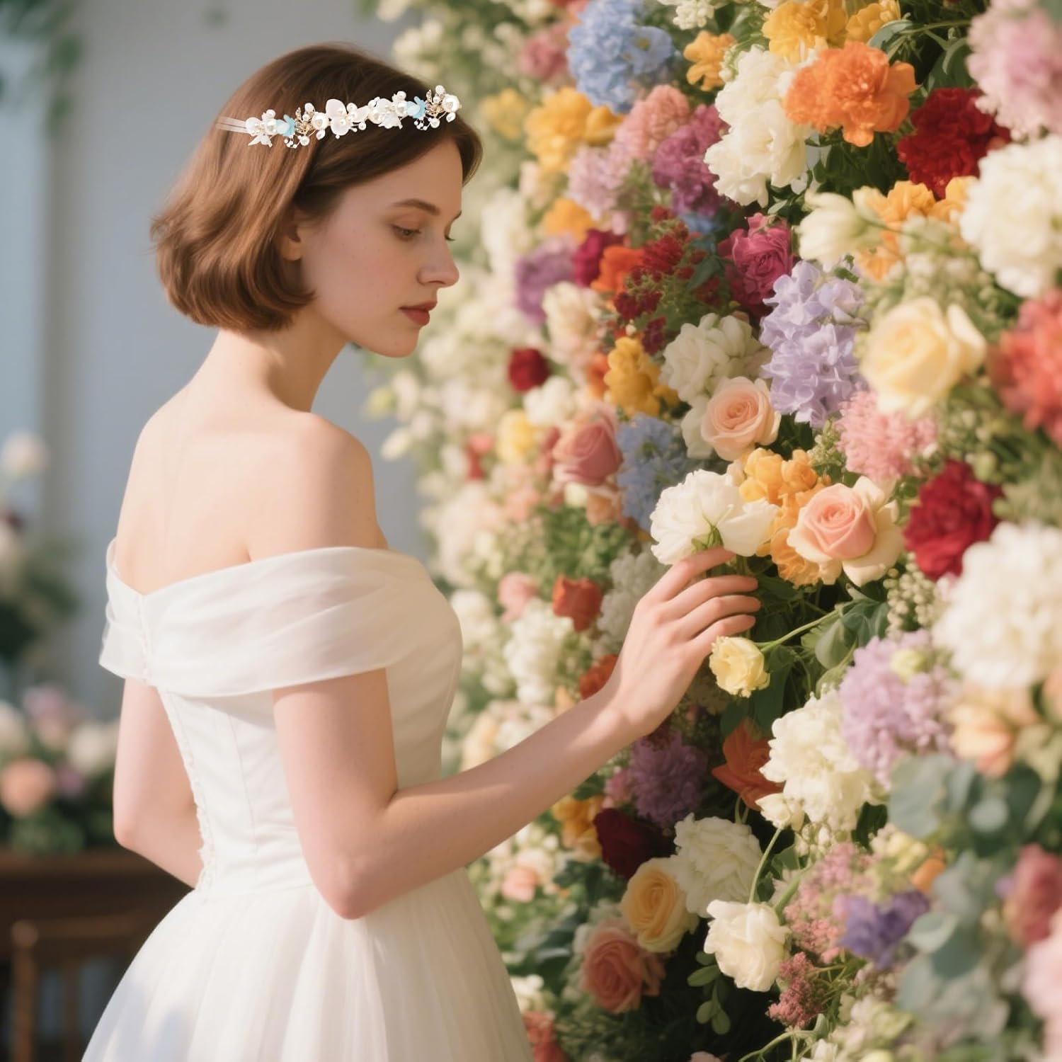 Pruadeor Pearl Rhinestone Bridal Hair Accessories - Rhinestone Hair Bands for Women, Luxurious for Wedding & Party image number 5