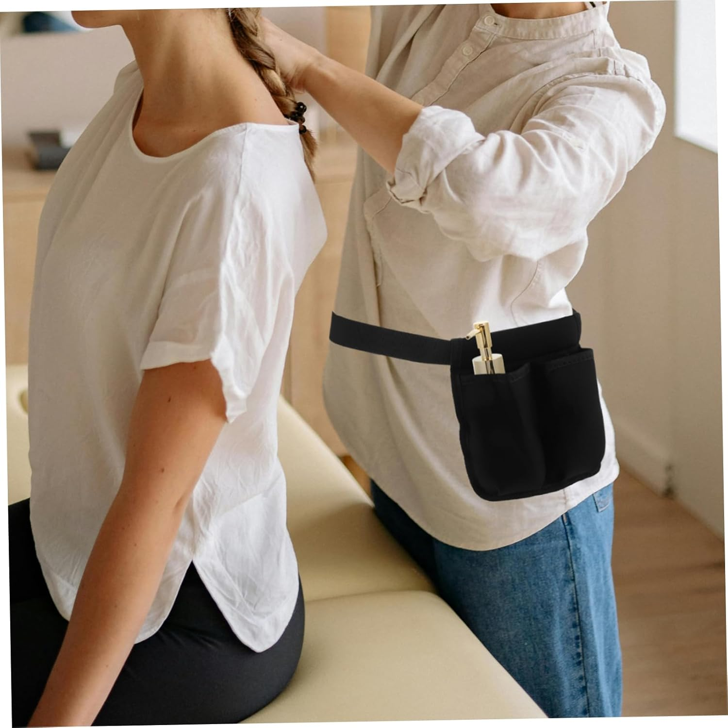 HAKIDZEL Essential Oil Waist Bag Adjustable Belt, Dual Pocket Massage Bottle Holder Organizer for Therapists, Lotion Oil Storage and Travel Supplies image number 4