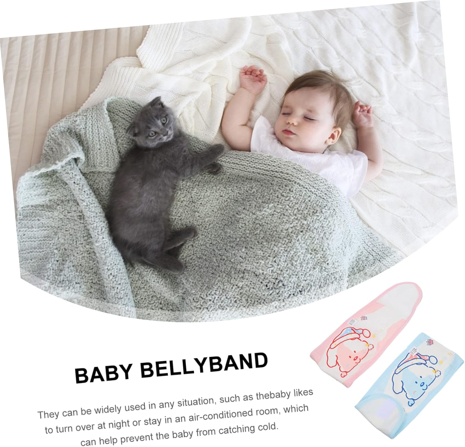 2Pcs Cotton Baby Navel Bands Newborn Belly Belts Soft Breathable Infant Belly Band Set for Newborns Pink and Blue Baby Protection and Comfort