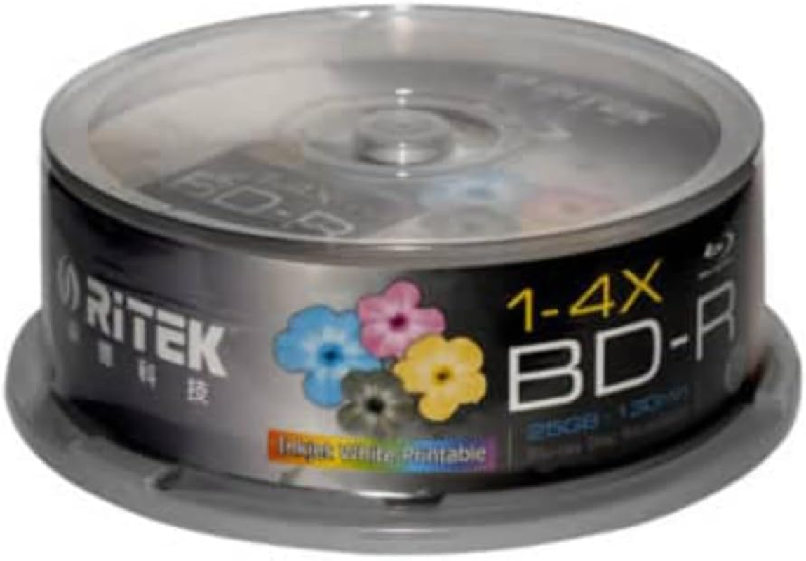Ritek 6X BD-R 25GB 25Pc Spindle Printable Blu-Ray Disc