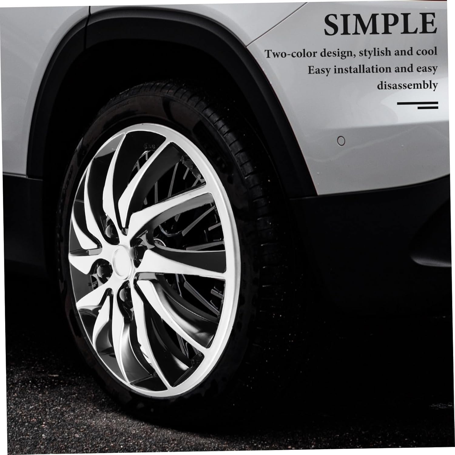 ZUNOXAZ Car Hubcap Decorative Wheel Hub Caps for Automotive Rim Protector Silver Car Accessories Exterior image number 3