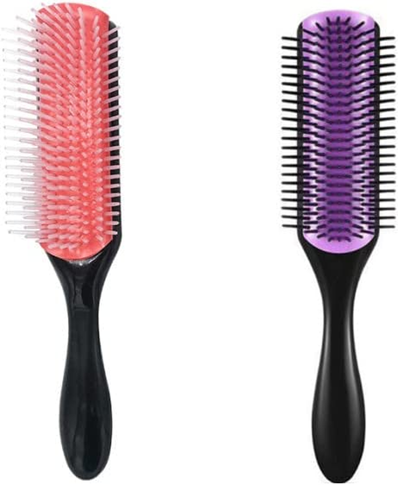 2 Pieces Hair Brush, 9 Row Cushion Brush Hair Styling Brush for Women,Styling Detangling Shaping Smoothing Blow-Drying Separating, for Separating, Defining Curls, Blow Drying.