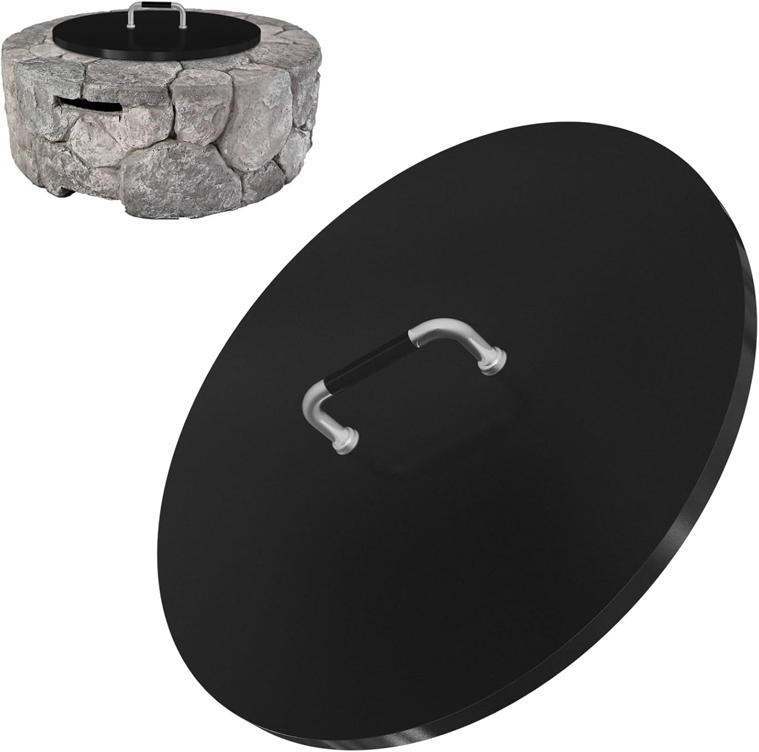 Fire Pit Lid for Solo Stove Ranger 2.0 & 1.0 Accessories, Solo Stove Lid Ranger, Stainless Steel Fire Pit Cover for Solo Ranger 15" Fire Pit Accessories and Other 15" Outdoor Fire Pits with Handle