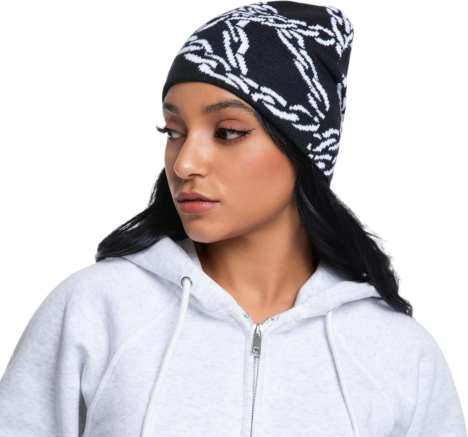 2THESTARS Y2K Beanie Hat for Men & Women Trendy Soft Stretchable Winter Cap, Chain Design Cold Knit Weather Accessory - Black, Black, Medium image number 1