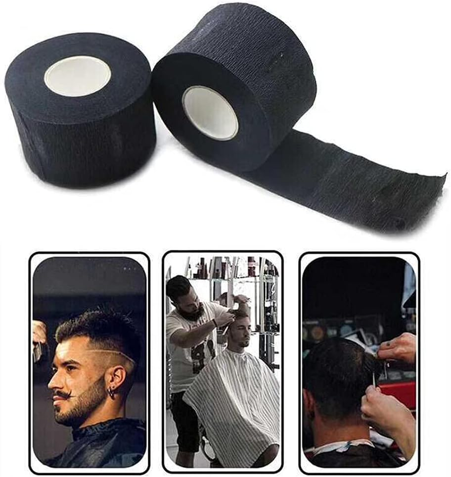 QUUPY 1 Roll Black Barber Neck Strips Disposable Barber Scarf Paper Hairdressing Stretchy Neck Paper Wrap Band for Haircutting Salon Accessories, B image number 1