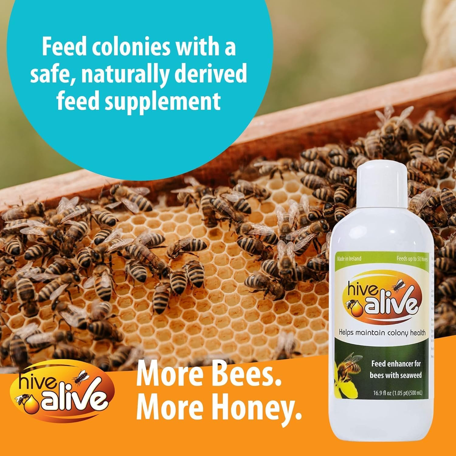 HIVE ALIVE Bee Food Supplement - Natural Honey Bee Liquid Feed Enhancer - Organic Beekeeping Fall Spring Feeding &ndash; Lowers Winter Mortality, Boosts Gut Health, Colony Size (500 Ml, 50 Hives) image number 5