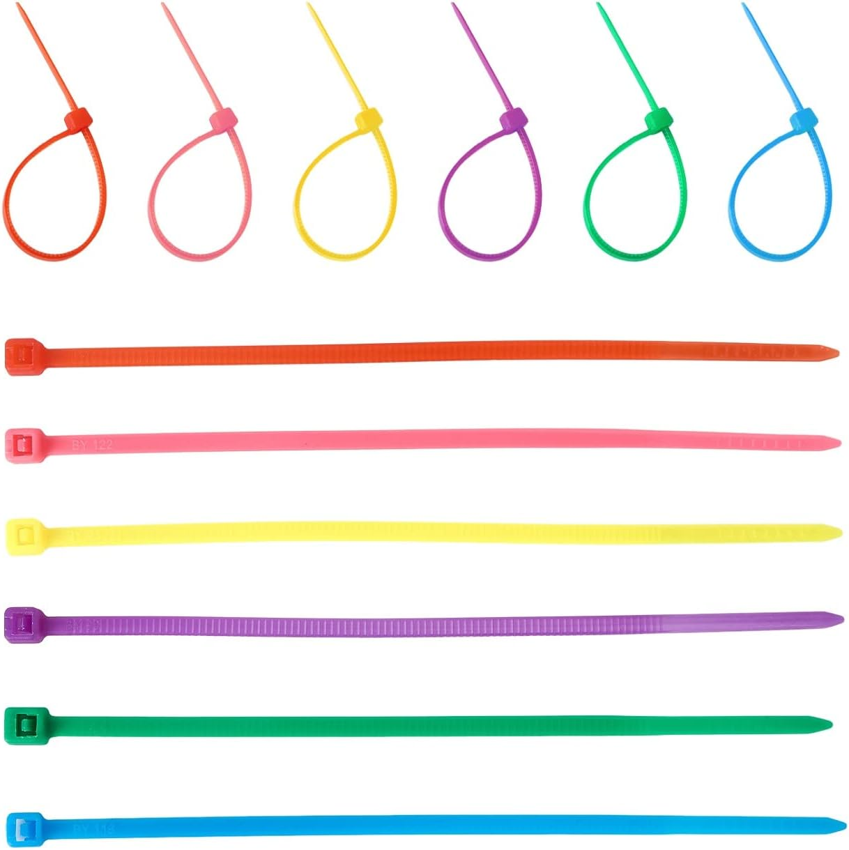 Qdishi 600Pcs Small Colored Zip Ties 4 Inch Multi-Color Zip Wire Tie for Deco Mesh Wreath Supplies, Colorful Plastic Ties Yellow, Blue, Red, Green, Pink, Purple Zip Ties (100 per Color) image number 3