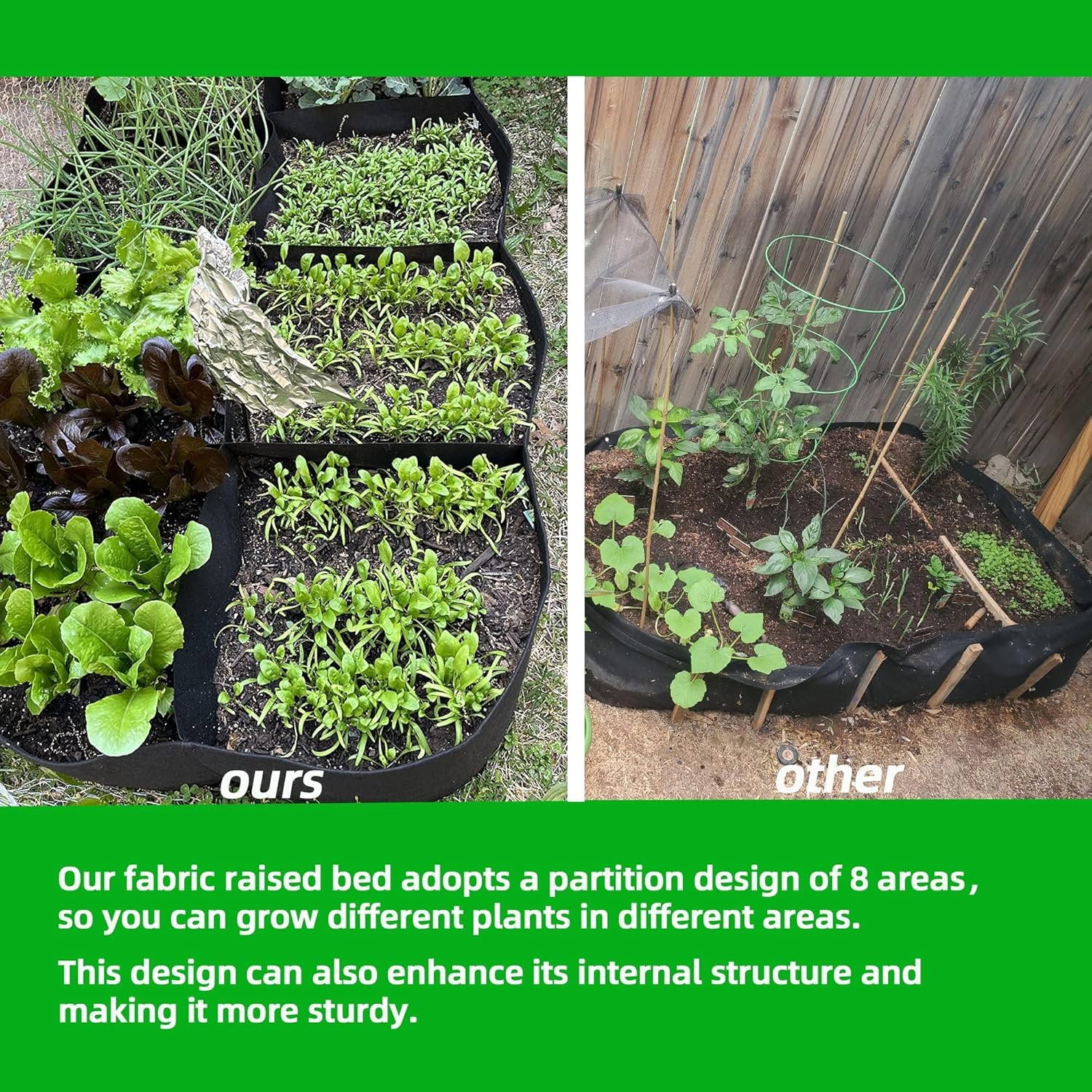 CJGQ Fabric Raised Garden Bed 6X3X1Ft Garden Grow Bed Bags for Growing Herbs, Flowers and Vegetables 128 Gallon