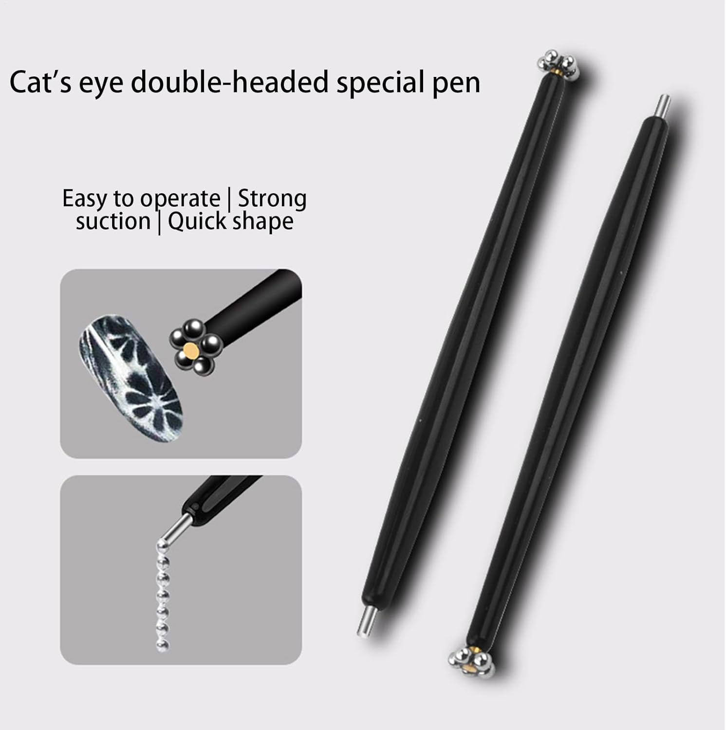 Nail Pens, 3D Cat-Eye Gel Nail Pens, Magnet Stick Double Head Long-Lasting Manicure Portable Home Manicure Tool for Travel Holiday Salon Birthday image number 2